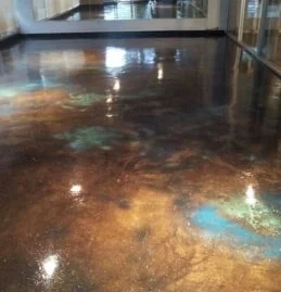 Metallic coating on floor